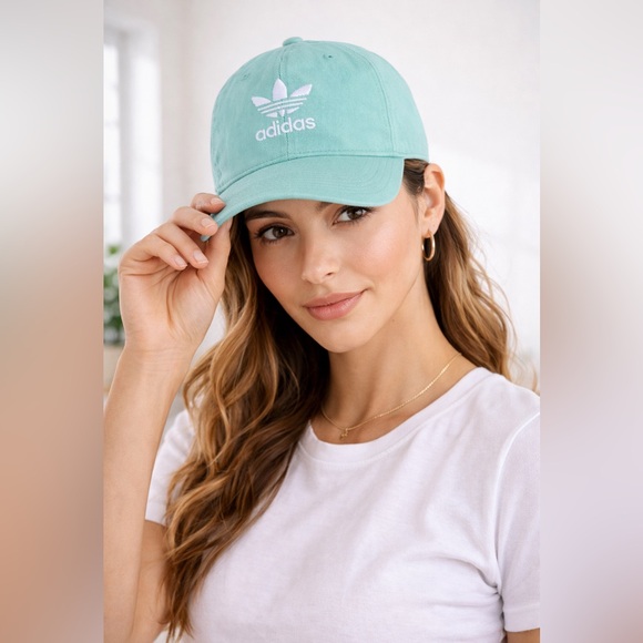 Adidas Originals Trefoil Relaxed Strapback Hat Mint Green Mens Womens Dad Cap - Picture 2 of 2